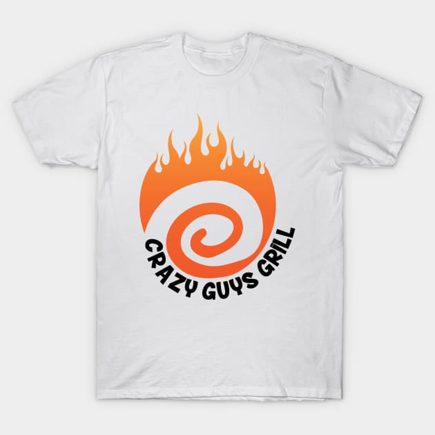 Crazy Guys Grill Flame Black T-Shirt by radbadchad